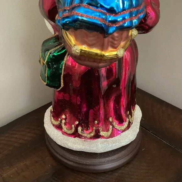 Thomas Pacconi Classics Santa Claus Hand Blown figurine wooden base vintage 14”